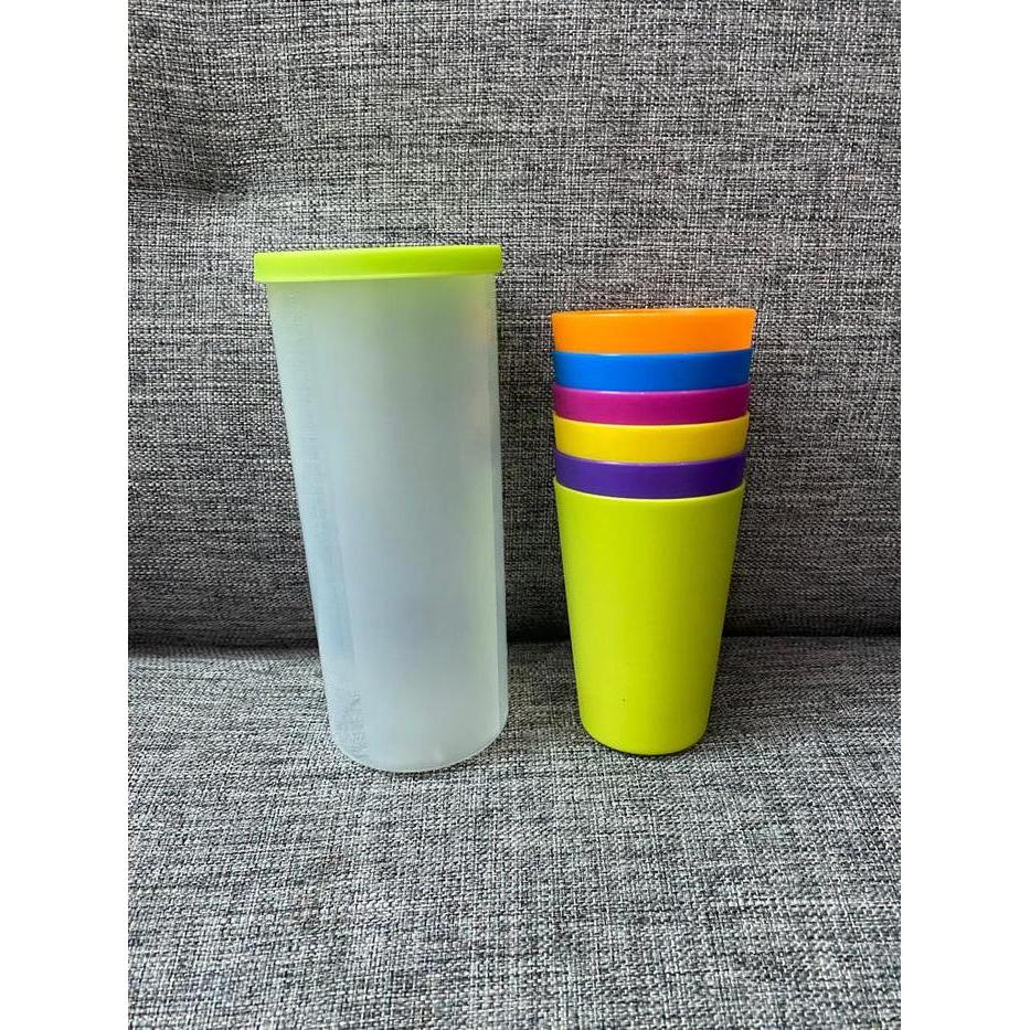 Gelas Pelangi Plastik SET 6 in 1 Gelas Minum Piknik Picnic Cup Set