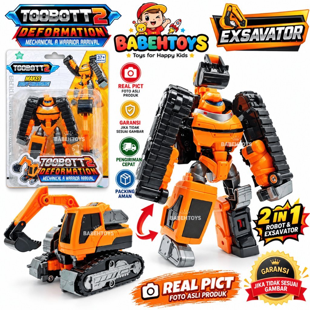 Mainan Robot Transformasi TOOBOTT 2 Deformation Excavator 2 dalam 1 untuk Anak