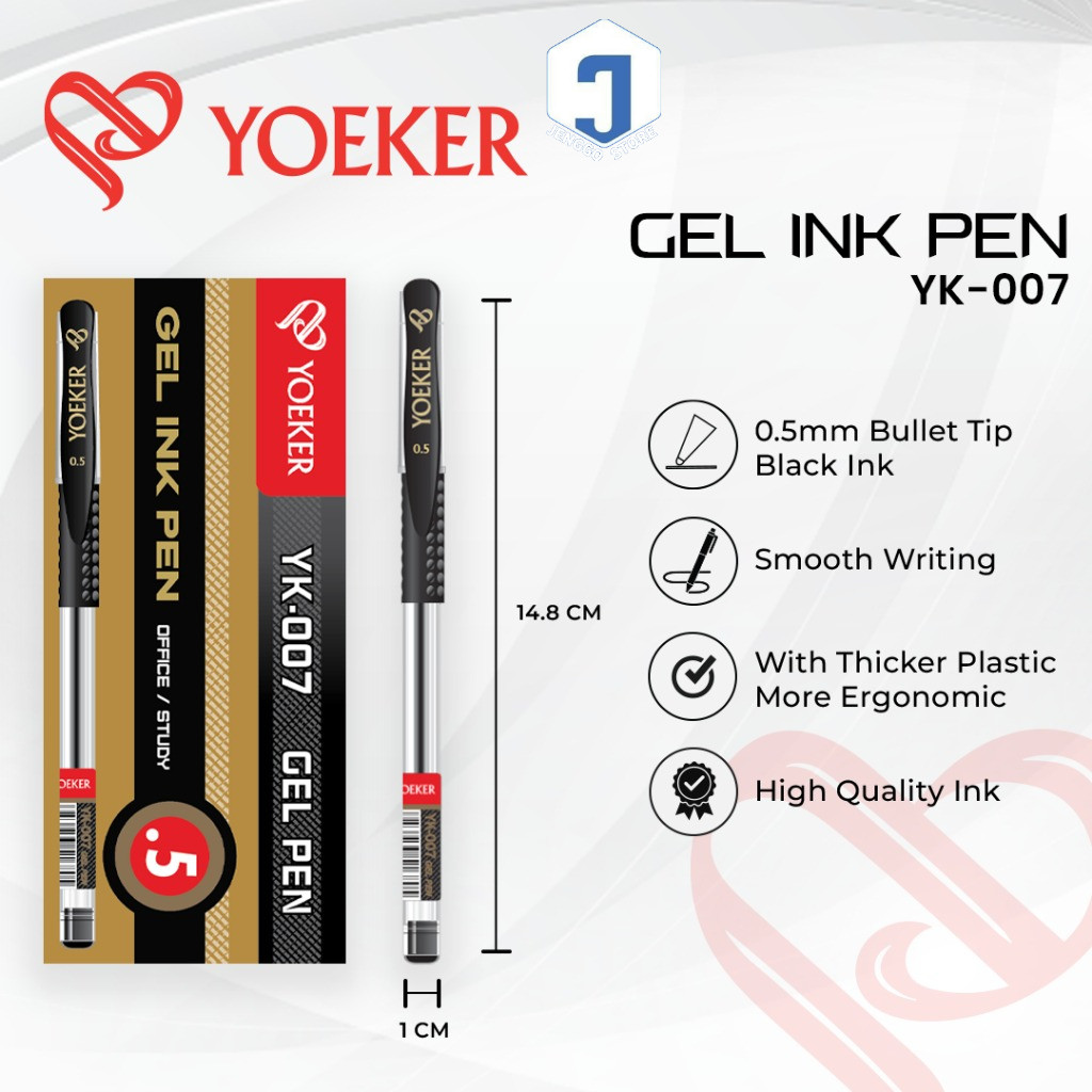 (1 BOX) Gel Pen Hitam 007 007A Yoeker