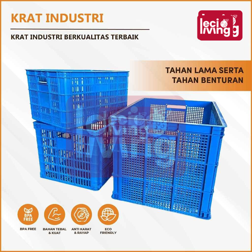 KRAT INDUSTRI 1 Meter Biru - Keranjang Serbaguna / Keranjang Plastik / Krat Piring Buah