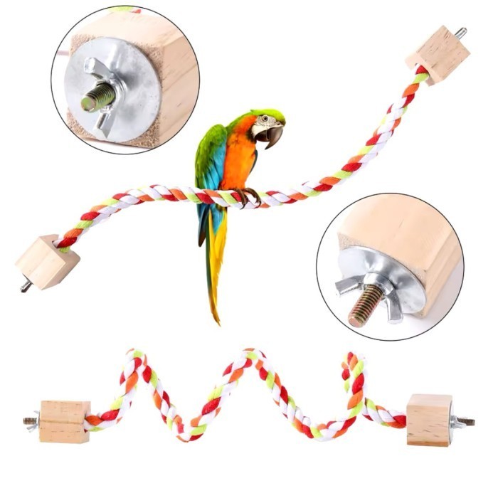 Tangkringan Tali Ayunan Mainan Burung Parrot LoveBird 40Cm Parrot Bite Toys Parrot Color Cotton Rope