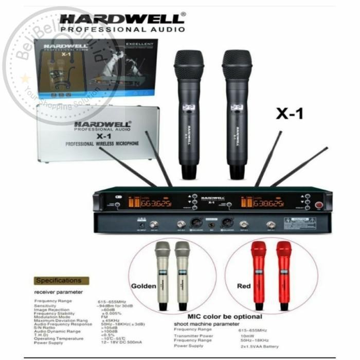 Microphone Wireless X-1 2 Mic Handheld Free Koper 2 Mic Handheld