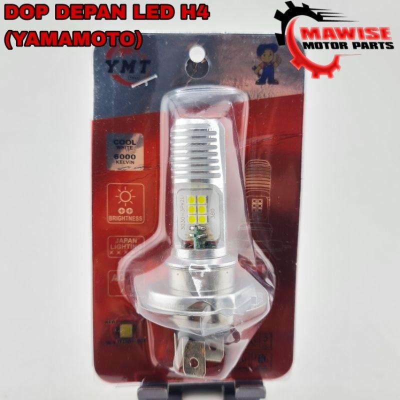 BOHLAM DOP DEPAN LED H4 (YAMAMOTO) - Dop Lampu Depan LED H4 Yamamoto Leser Putih Kuning