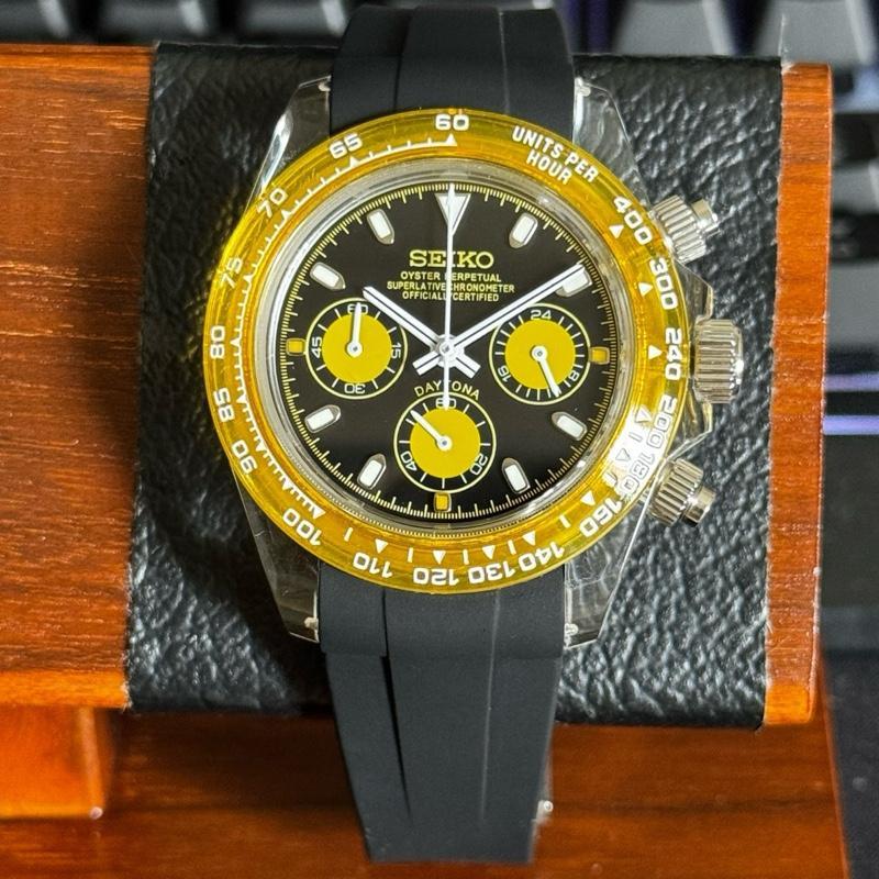 Seiko Daytona Yellow Helios VK63 Chronograph Clear Resin Case Light Weight Exclusive