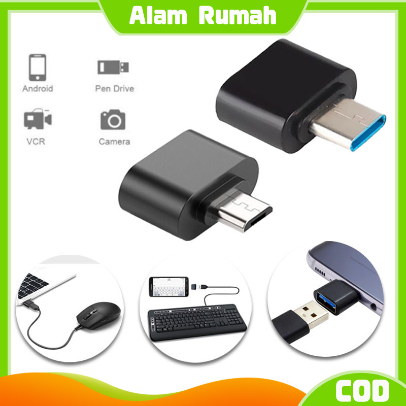 usb to type c/otg mini non kabel micro & type c model persegi port konektor sambungan otg non kabel 