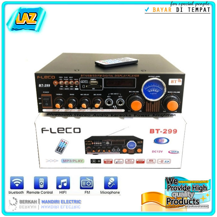 FLECO Power amplifier Fleco BT-299 Ac dan DC Ampli Bluetooth BT 299