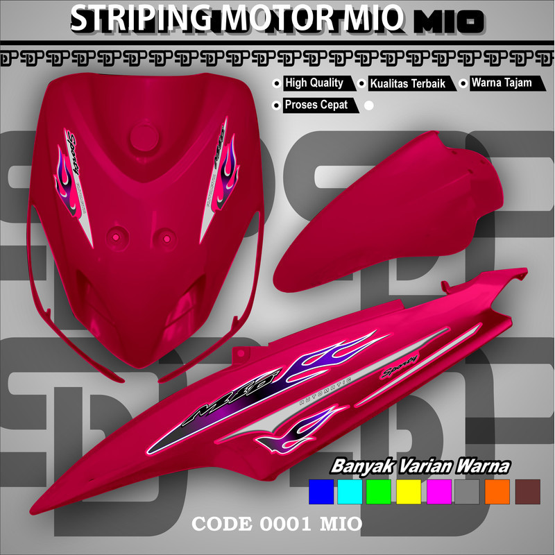Striping Mio Soul Sporty Api Premium | Decal Full Body List Ori Warna Merah Biru Hitam Kuning