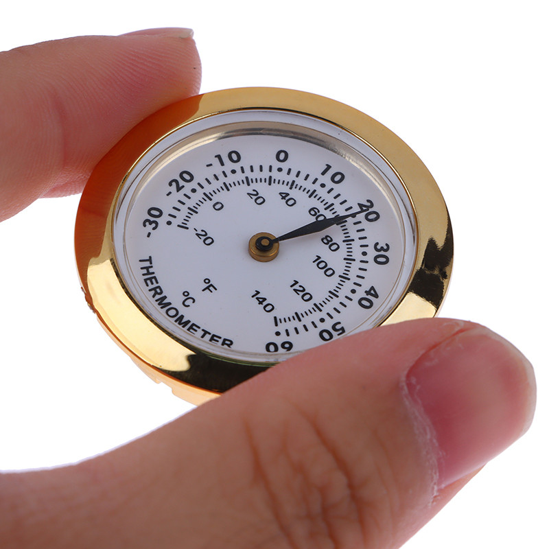 Cigar Box Juggling Moisture-proof Box rect Pin Embedded 37mm Pointer Mini Gold Silver Thermometer Hy