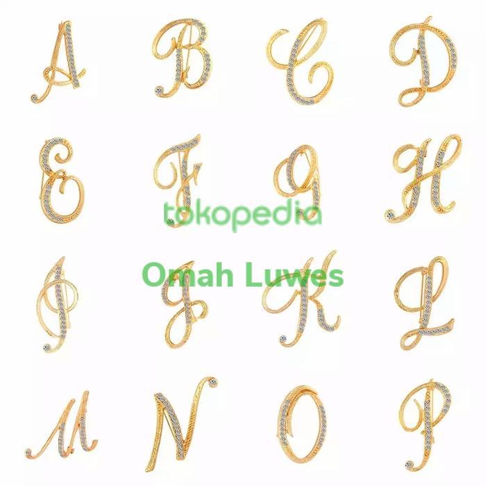 bros huruf alfabet A - J gold - bros dada bahu - bros inisial nama - ( B )