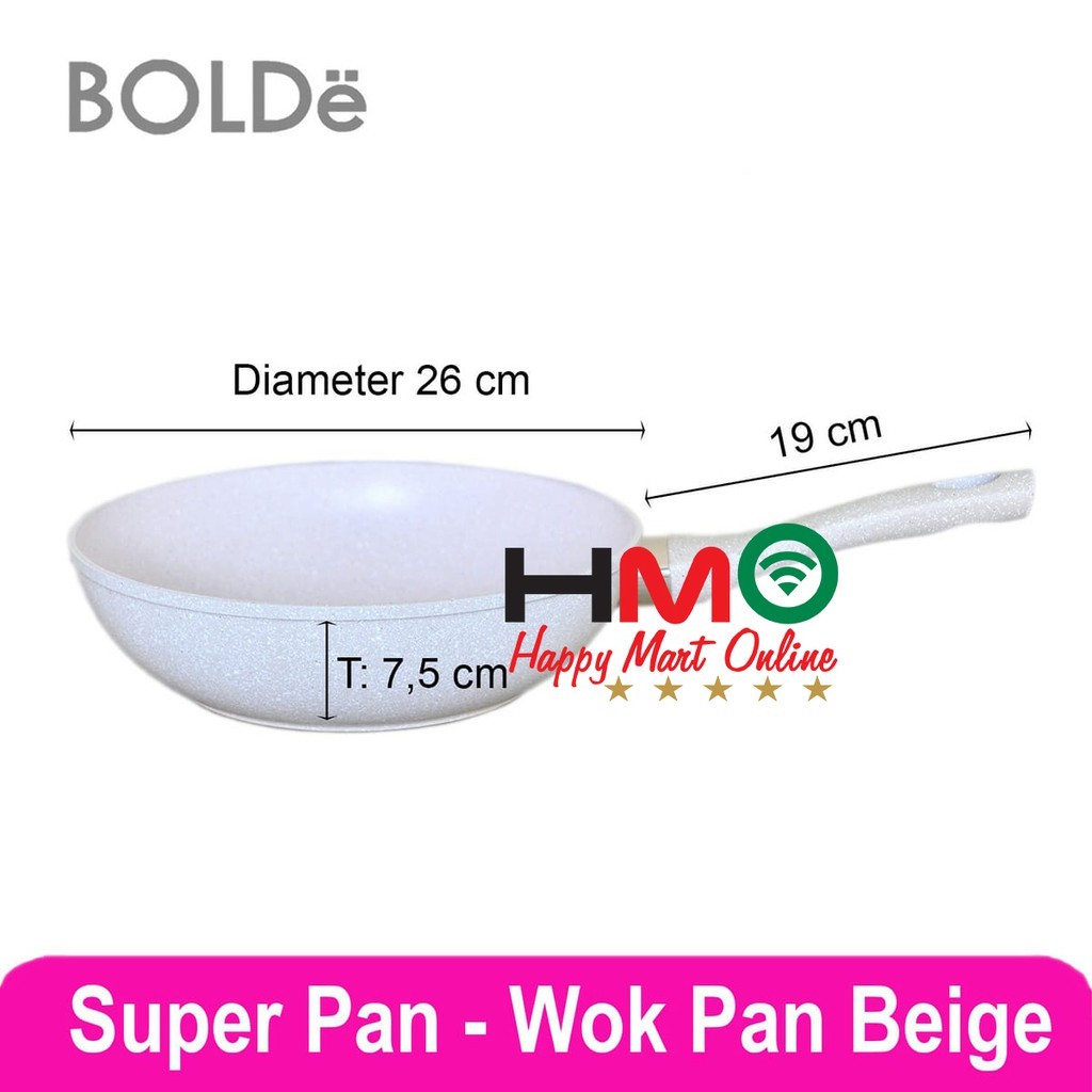 Bolde Super Pan Wok 26CM Granite Coating Panci Wajan Goreng Granit Diameter 26 CM Bolde Superpan