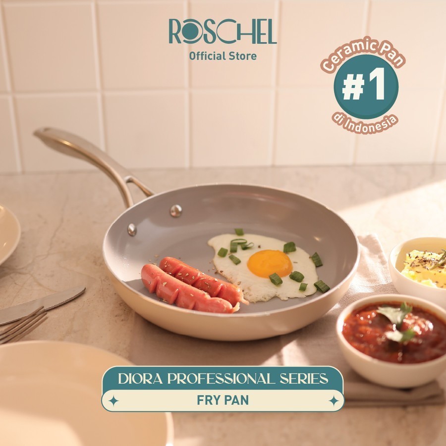 Roschel Diora Ceramic Pan Panci Frypan Greblon Anti Lengket