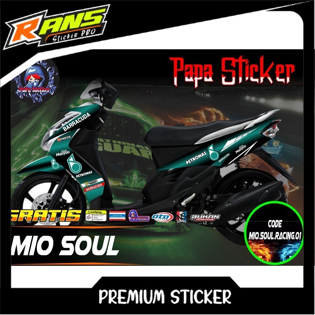 STRIPING MIO SOUL KARBU PETRONAS , Stiker list Motor Mio Soul Karbu,Sticker lis Mio Soul RACING 01