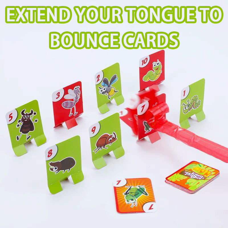 Frog Lizard Mask Wagging Tongue Lick Cards Board Game for Children Family Party Toys Antistress Funn
