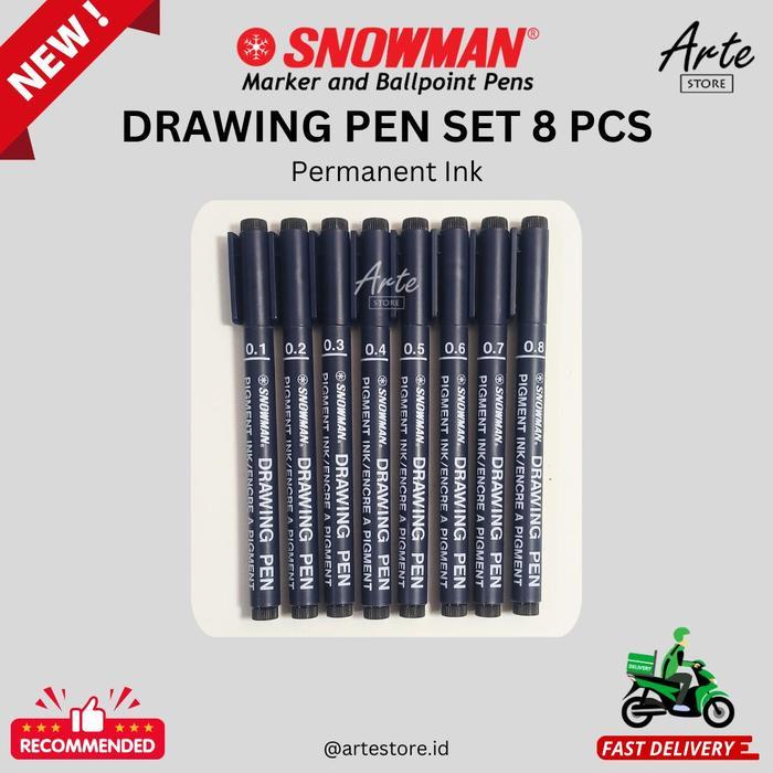[ Promo ] || Drawing Pen Snowman Set 12 Pcs - Pulpen Gambar - Artestore - 8 PCS