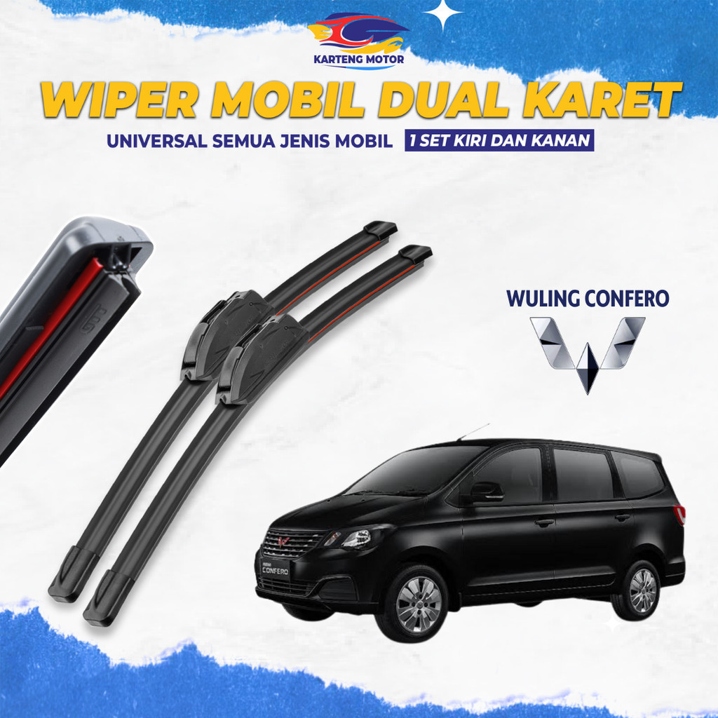 Wiper Blade Wuling Confero Double Karet Pembersih Kaca Depan Mobil 1 Set Kiri dan Kanan