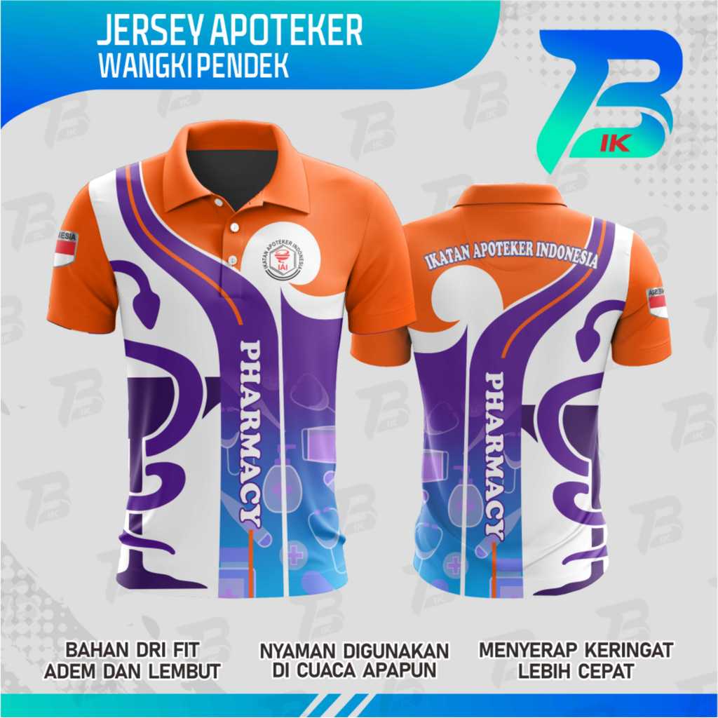 JERSEY WANGKI APOTEKER LENGAN PENDEK/KAOS KERAH APOTEKER FULLPRINT/JERSEY APOTEKER DRYFIT MILANO