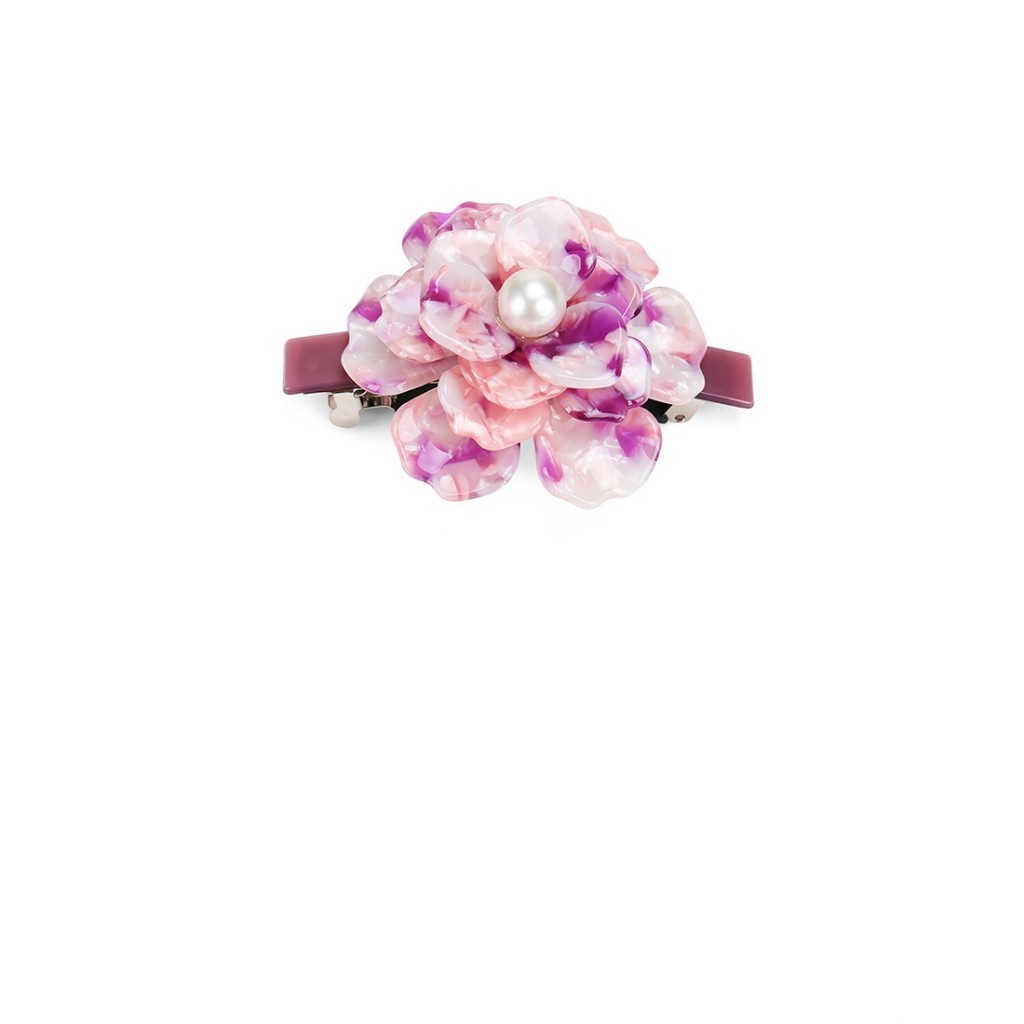 Glamorousky Jepit Rambut Elegan Bunga Rose Pink Mutiara GID1000041748 - Aksesori Rambut Pesta Modern