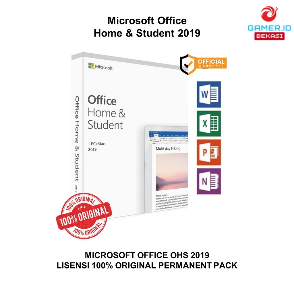 MICROSOFT OFFICE OHS 2019 LISENSI 100% ORIGINAL PERMANENT PACK
