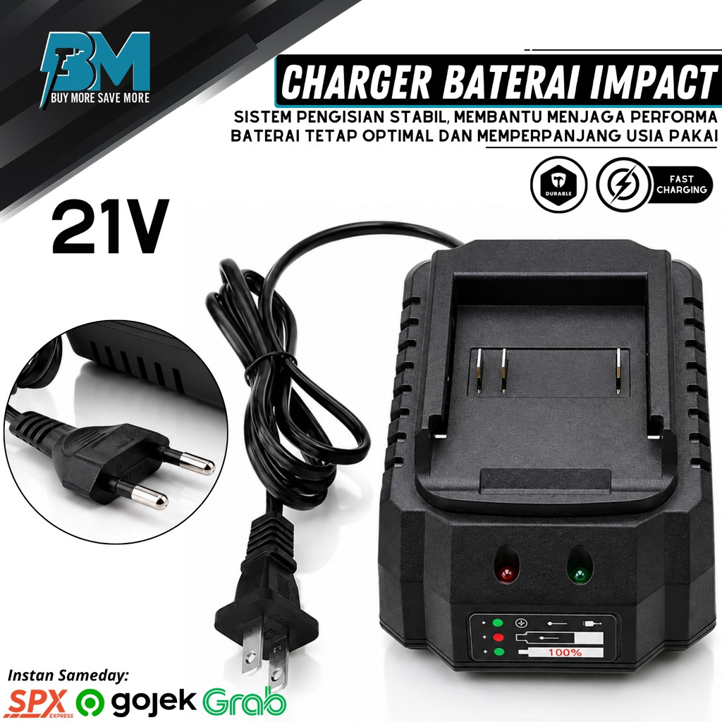 Charger Makita Lithium Bor 21V Charger Adaptor Casan Cas Baterai Cordless Nagawa Bor Impact Wrench K