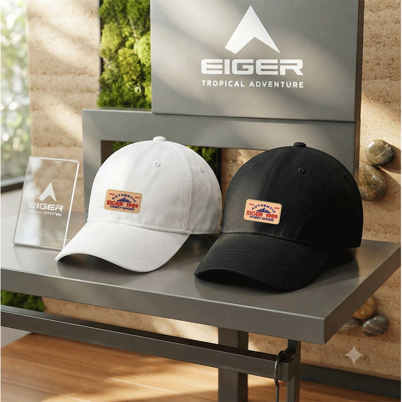 Topi Eiger Original Pria Hitam Premium Motif Emblem Vintage Eiger 1989 Baseball Cap Cowok Distro Ker