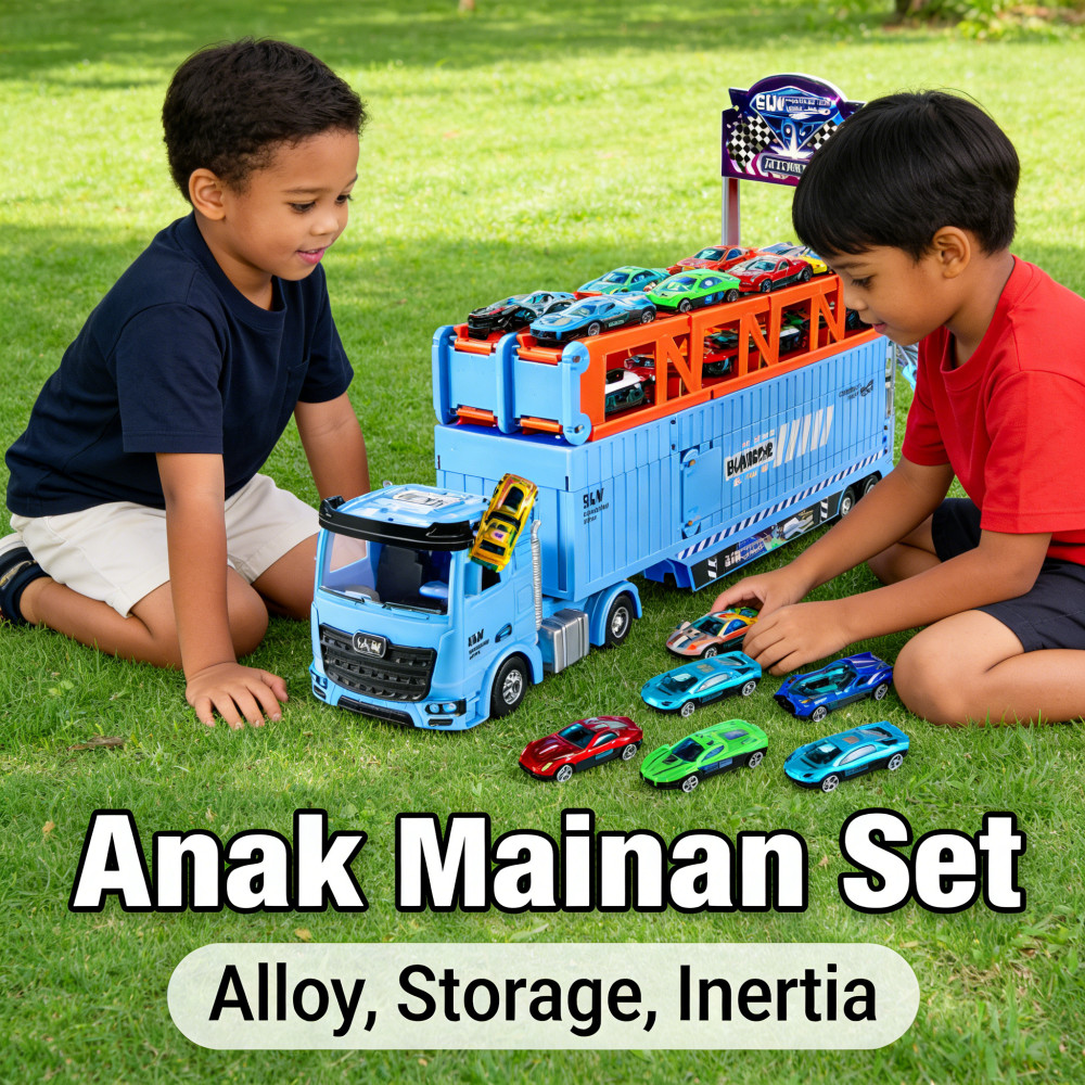 Transforming Toy Truck Set Catapult Diecast Inertia Transformers Anak Mainan Truk Container