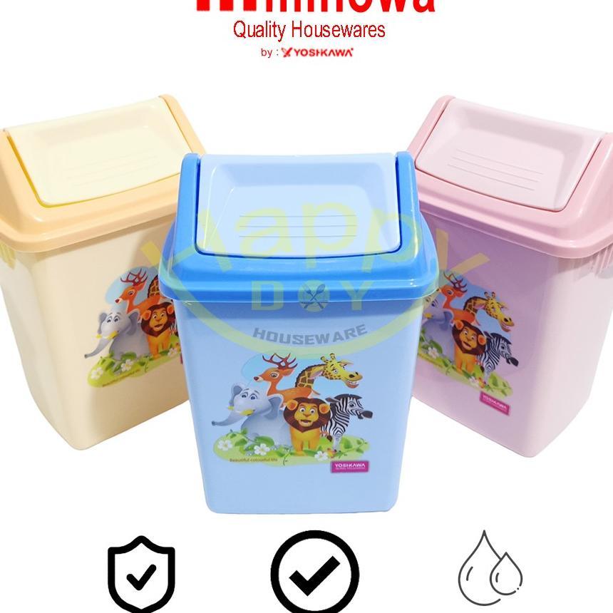 Yoshikawa Tempat Sampah Tutup Putar Swing Motif Pi-1015