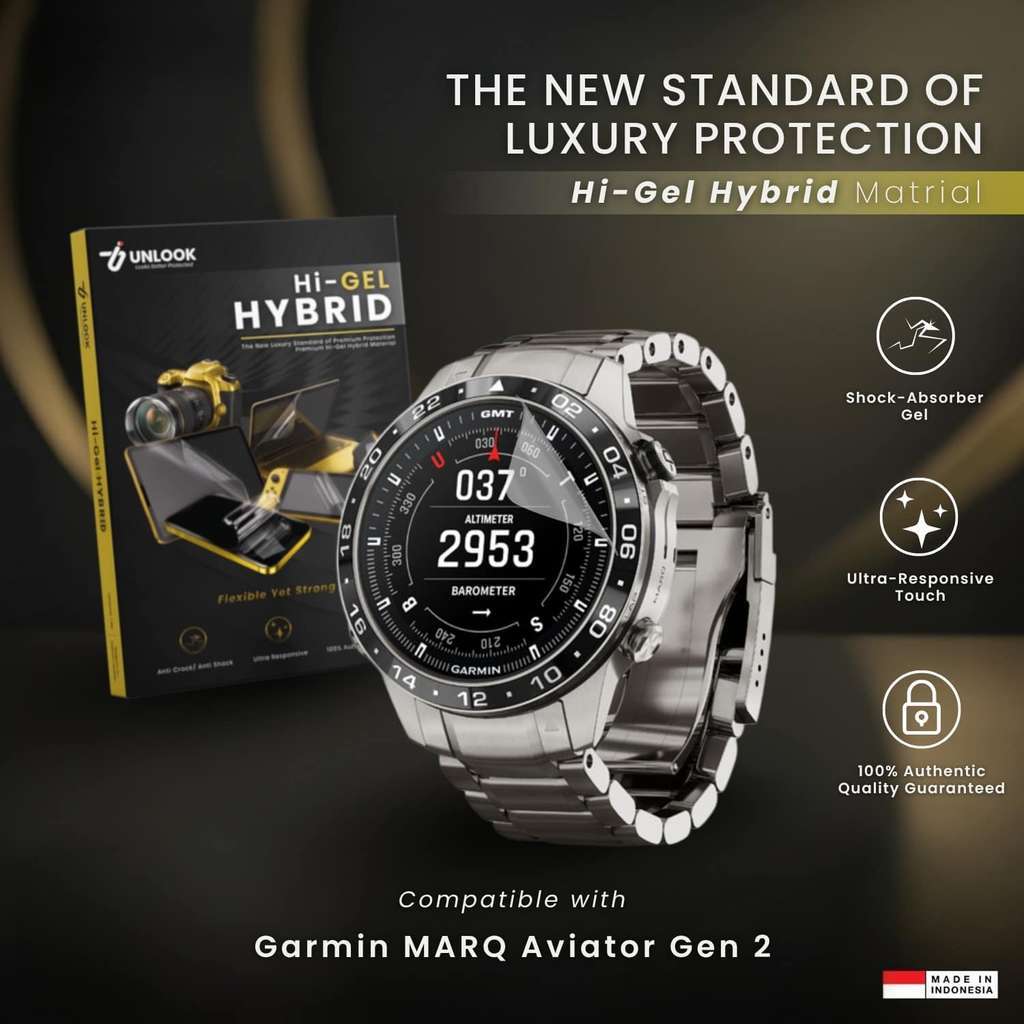 UNLOOK Hi-GEL HYBRID Hydrogel+ Screen Guard for Garmin MARQ Aviator Gen 2 - Anti Bekas Jari Anti Ret
