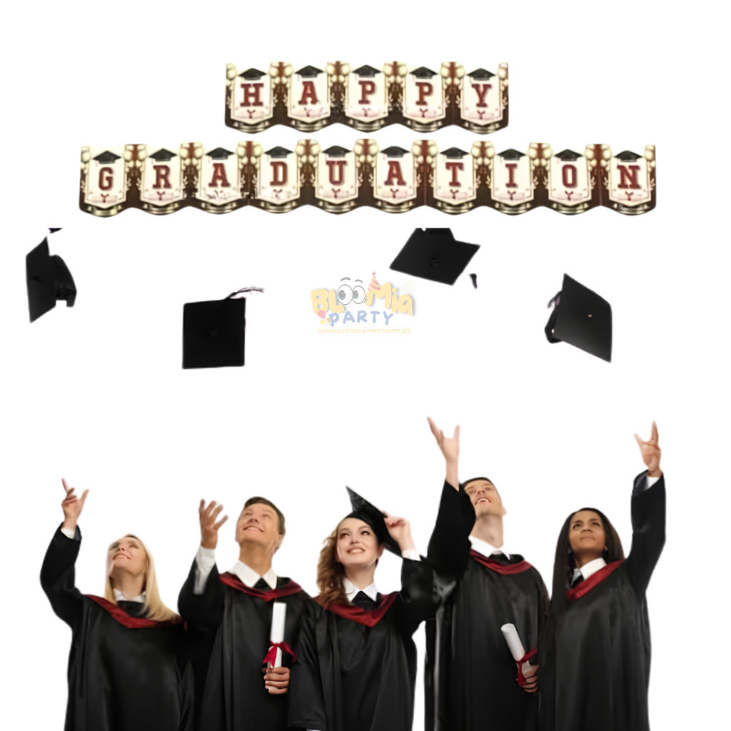 Banner Graduation | Banner Wisdua | Bunting Flag Graduation | Bunting Flag Wisuda Motif Toga | Hiasa