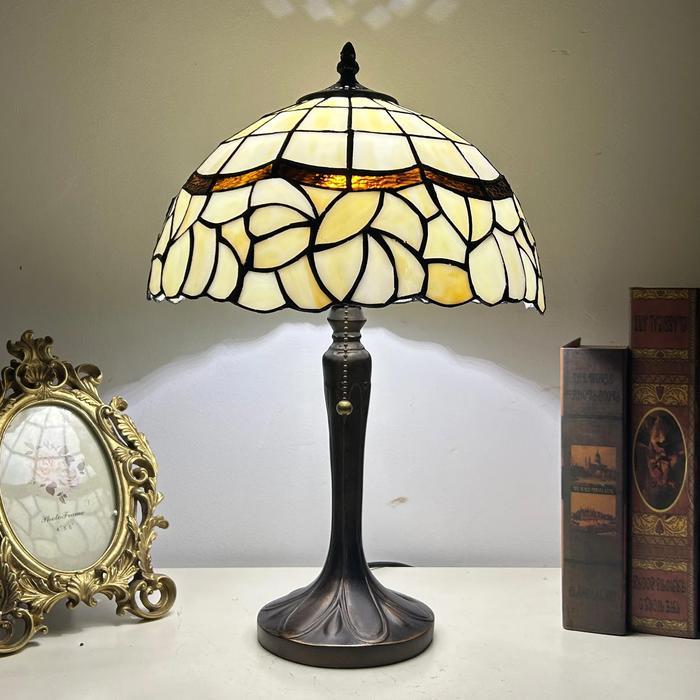 Lampu Meja Kaca Patri Tiffany Gaya Pastoral Eropa 30cm Lampu Hias Klasik Elegan