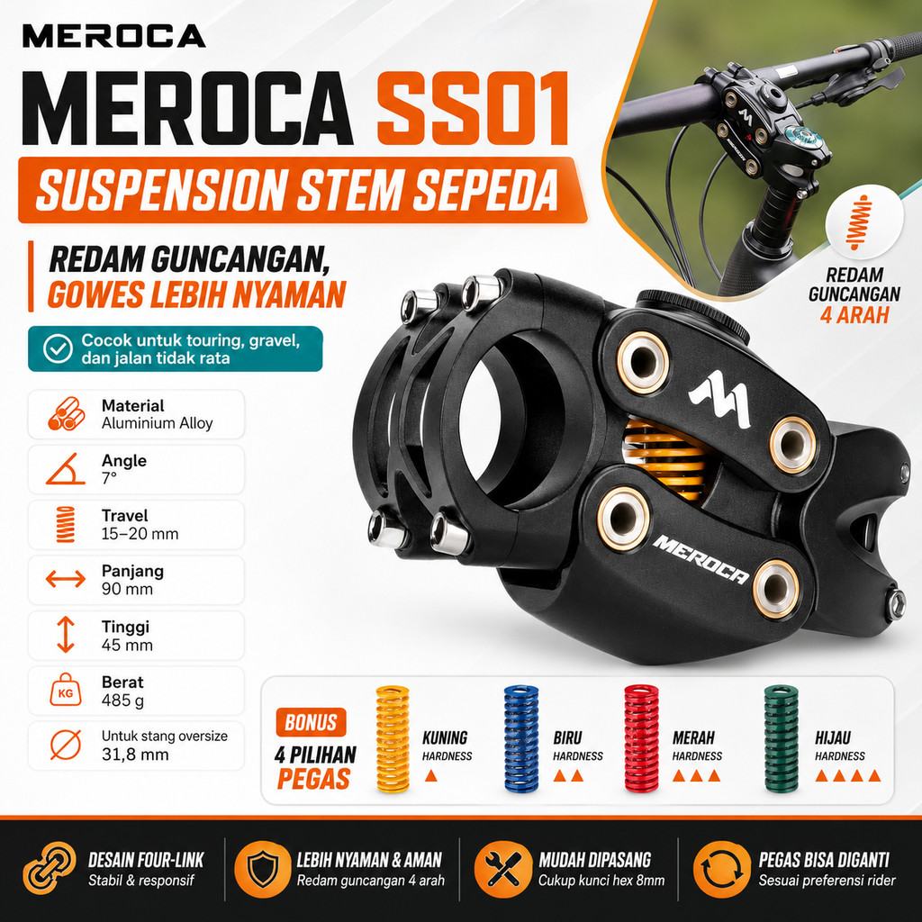 MEROCA SS01 Suspension Stem Shock Breaker Sepeda Suspensi Stem 90mm MTB Touring Gravel