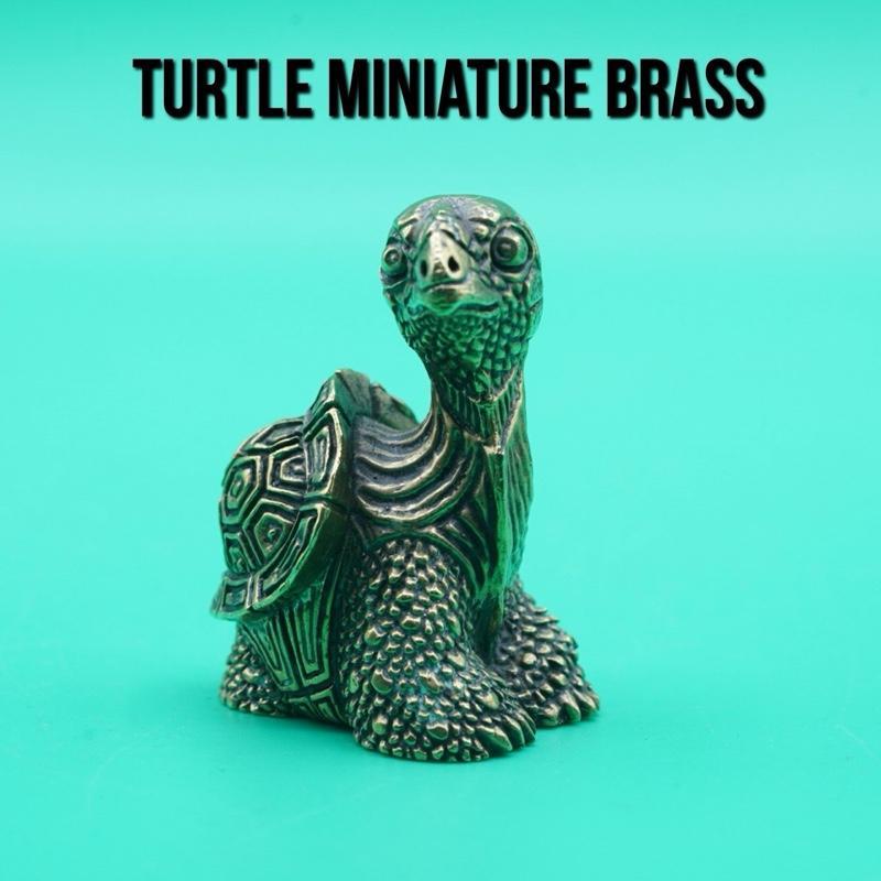 Turtle Tortoise Kura Penyu Brass Amulet Kuningan Miniature Statue Art Cooper Mainan Pajangan Hiasan 