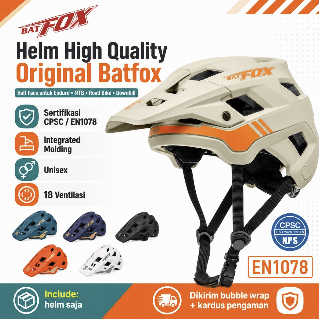 Foto Helm Sepeda Gunung BatFox LA303 untuk XC trail AM enduro downhill half face