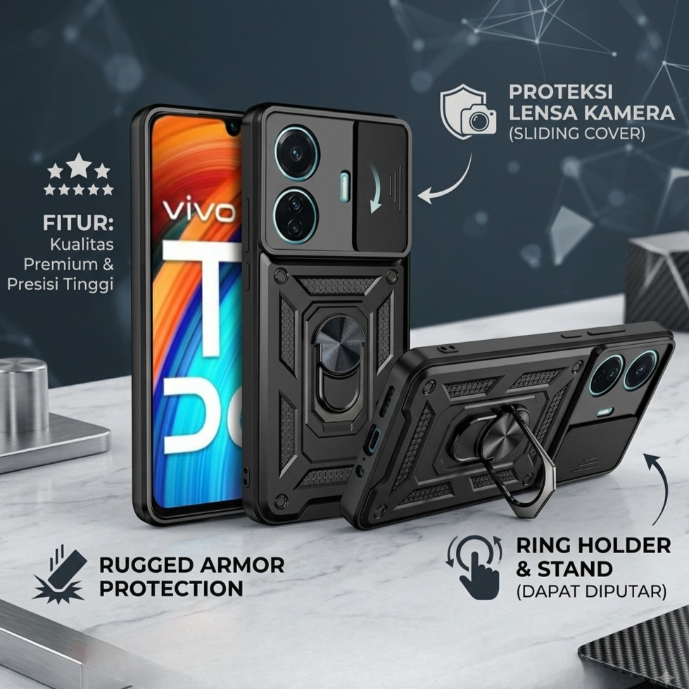RAJA CASE FOR VIVO T1 PRO 5G SLIDE IRING CASING ARMOR TRANSFORMER SHOCKPROOF RING HOLDER CAMERA PROT