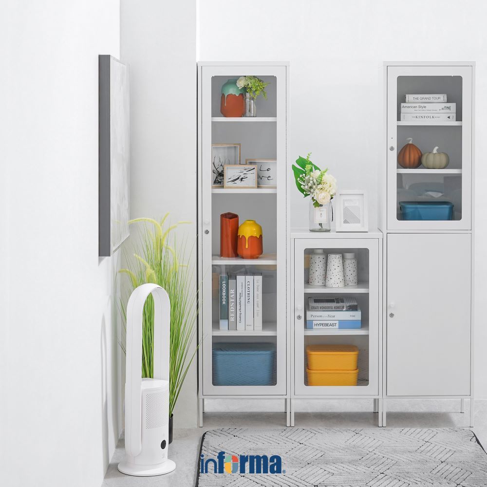 Lemari Arsip Kantor Metal Pintu Kaca File Cabinet Besi Kabinet Tempat Dokumen Arsip Berkas Document 