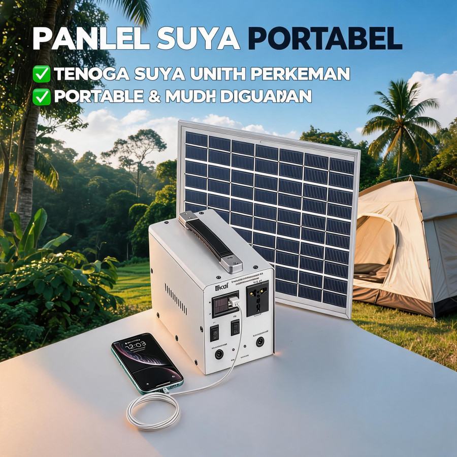 PORTABLE SOLAR GENERATOR HOME LIGHTING & CHARGING SISTEM TENAGA SURYA