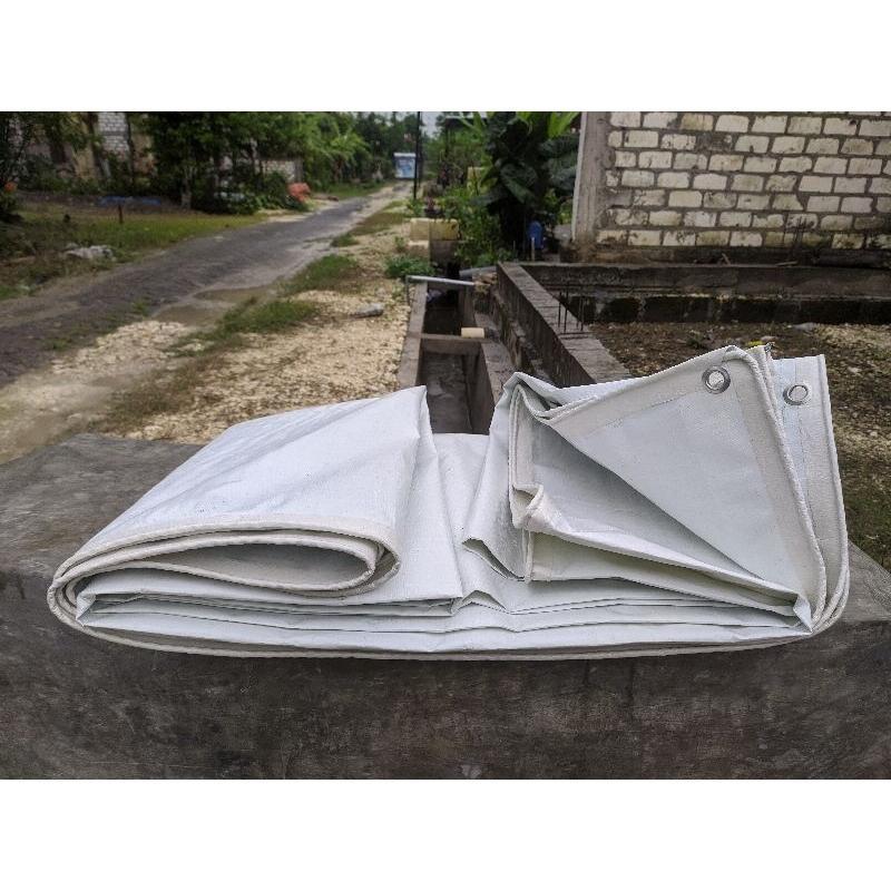 Terpal putih lembaran A12 korea ukuran besar 6x6 6x7 6x8 6x9 6x10 6x12meter tenda penutup truk dekor