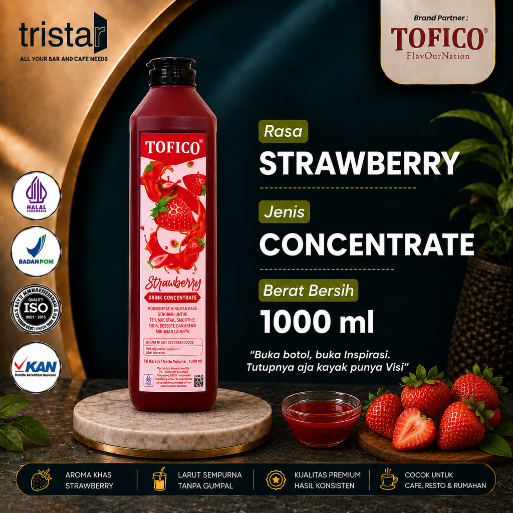 Tofico Concentrate Strawberry 1kg - Minuman Konsentrak Rasa Strawberry Original Premium Quality 1000
