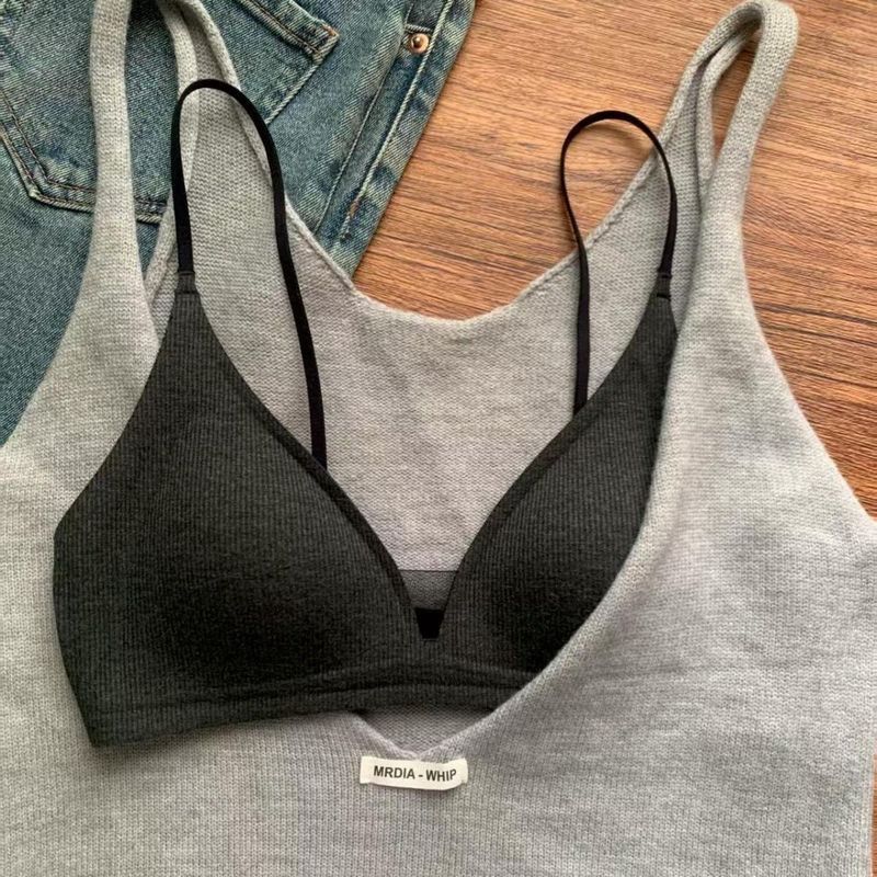 [Bisikannya][COD] Bra Wanita Model Segitiga Cup V Dalam dengan Tali Tipis Bra Bergaris Ultra Tipis