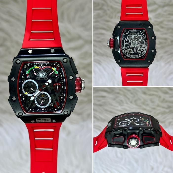 rizkiwatch Jam tangan Automatic RM McLaren 50-03 Stainless / Carbon Rubber Nilon - red black