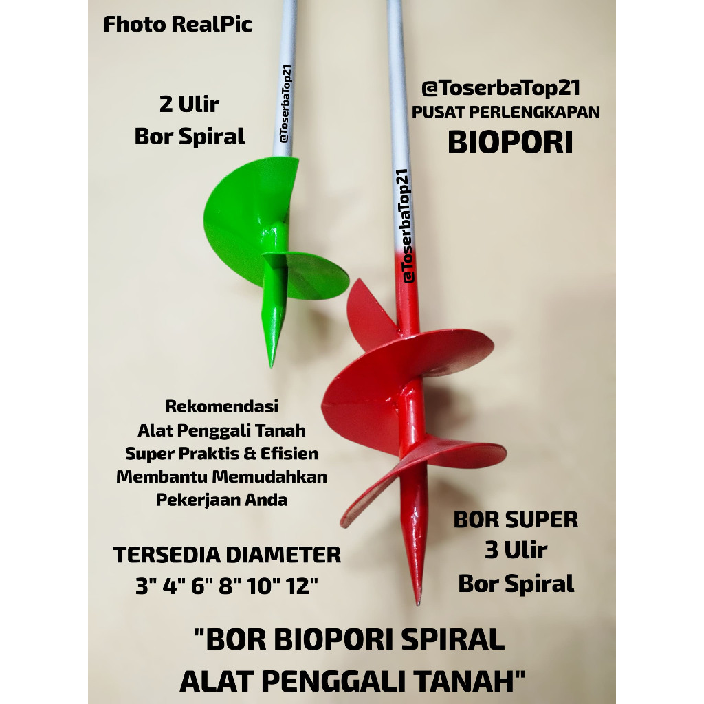Bor Biopori Spiral Manual Untuk Sumur Resapan