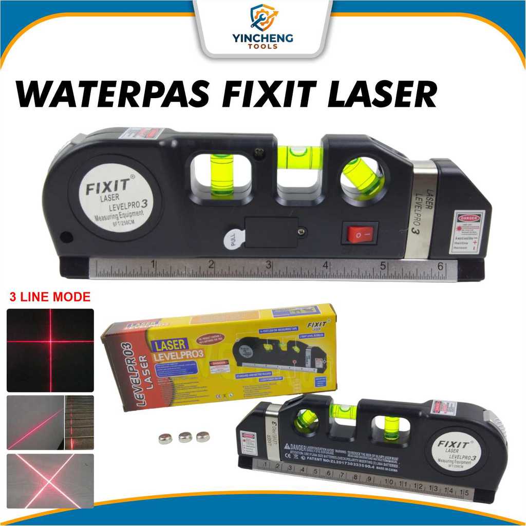 Waterpass Fixit Level Pro 3 Water Pass Meteran Laser up to 250 Cm