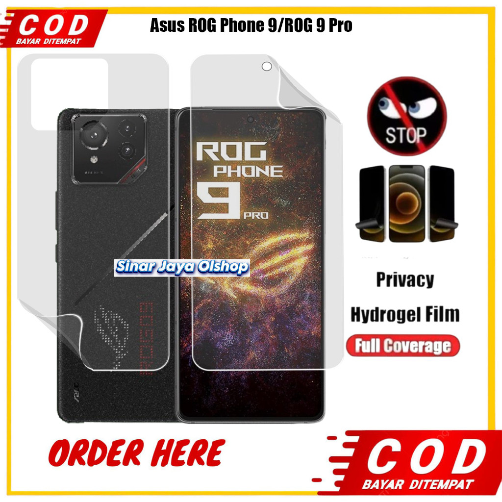 Hydrogel Clear/Spy Asus ROG Phone 9/ROG Phone 9 Pro/ROG Phone 9 FE Anti Gores Anti Jamur Depan Belak