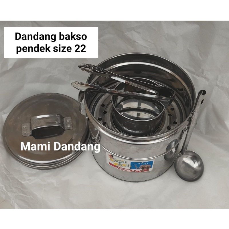 Dandang bakso mini 22 versi pendek polos & sekat 3