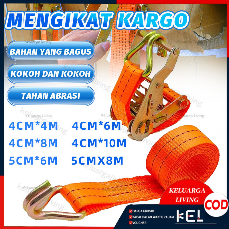 mws - 10 Ton Tali Kecepatan Ratchet Tie Down 4 Cm X 6M/8M/10M 5CMx 6M/8M Tali Pengikat Barang Lashin