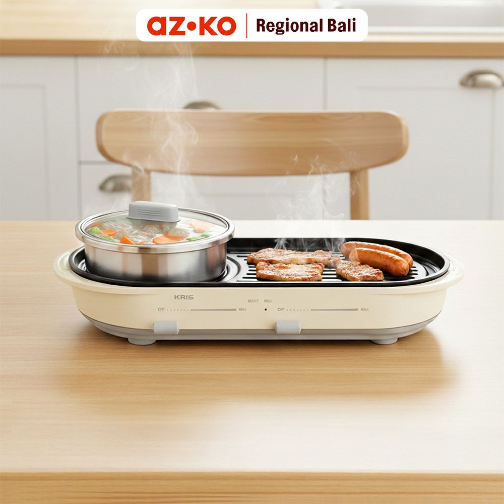 AZKO Kris Hotpot & Grill Detachable 1800 watt - Putih Electric Cooker Pot Tabletop Appliance