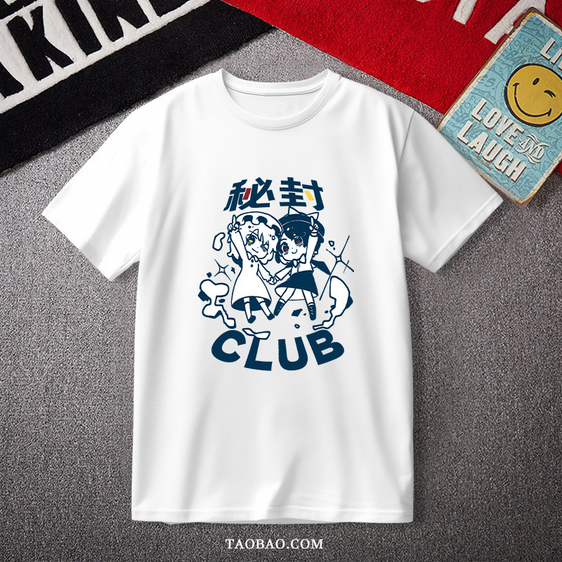T-shirt lengan pendek pernak-pernik Touhou Project Klub Mitsuha Usami, baju katun murni dengan desai