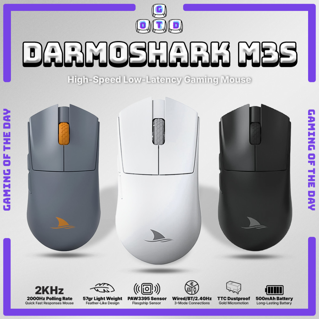 DARMOSHARK M3S Mouse Gaming 3-Modes Wireless Bluetooth Type-C