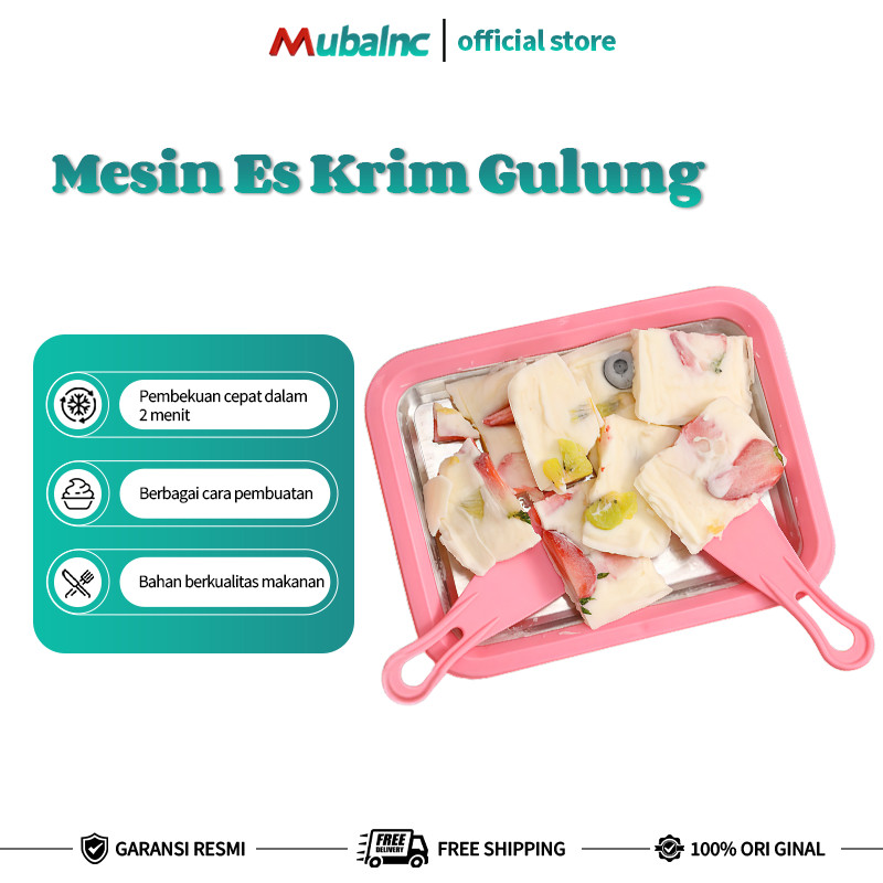 Portable Ice Cream Yogurt Fried Maker dengan/Mini Mesin Es Krim Gulung DIY Tanpa Listrik/Alat Pembua
