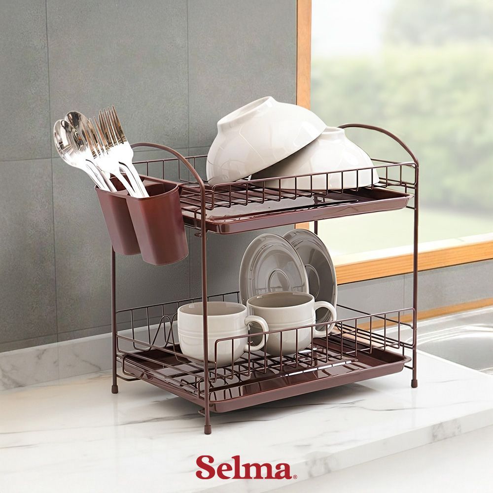 Selma Brenda Rak Piring - Cokelat Rak Dapur Tempat Piring Tempat Penyimpanan Piring Dish Rack Rak Pe