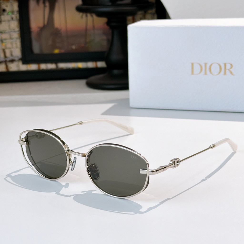 [ Pre-Order ] DIOR Vintage Metal Oval Frame Sunglasses for Women, High-end UV Protection Sunglasses